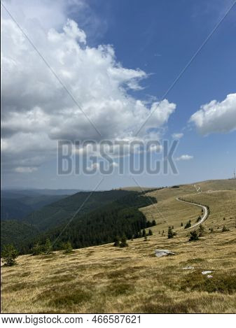 Beautiful Scenic View In A Rainy And Cloudy Day Over The Transalpina