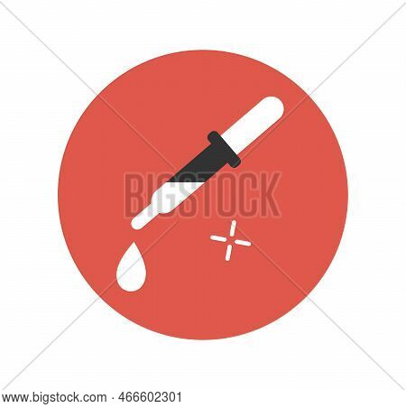 Blood Donation Icon. Pipette With Drop, Stock For Blood Tests Or Substances, Laboratories. Poster Or