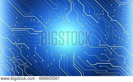 Circuit Board Hi Scifi Future Technology Pattern Vector Background. White Abstract Line Connection T