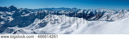 Mountain Range In Ski Resort Trois Vallees, France