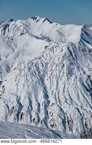 Mountain Range In Ski Resort Trois Vallees, France
