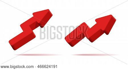 3d Red Arrow Pointing Up, Cartoon Render Style, Isolated Graphic