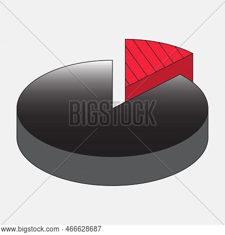 Pie Graph Icon, Focus Red Control Amount 10% And Black Rest Pie Chart. Data Analytics Flat Icon, Seo