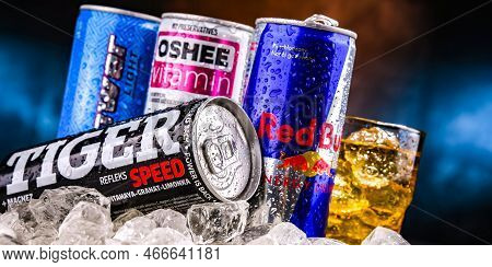 Cans Of Assorted Global Energy Drink Products