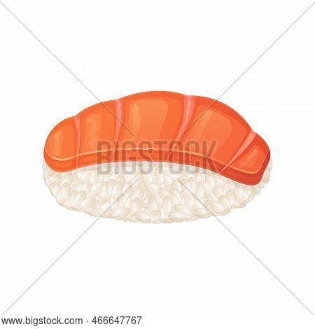 Salmon Nigiri Sushi Dish. Asian Cuisine, Japanese Food Concept Realistic Cartoon Illustration