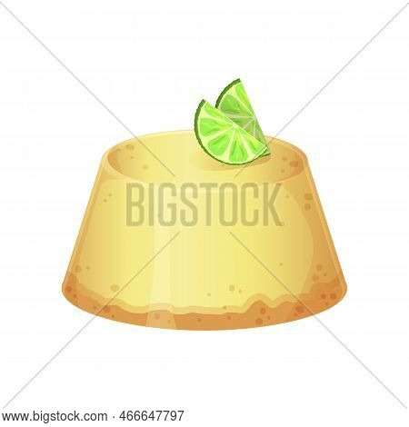 Quindi Traditional Brazilian Custard Desert. Latino American Food Realistic Cartoon Illustration.