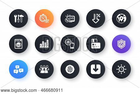 Minimal Set Of Spanner Tool, Pin And Freezing Click Flat Icons For Web Development. Quick Tips, Conf