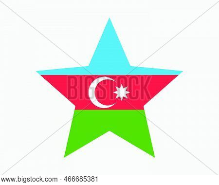 Azerbaijan Star Flag. Azerbaijani Star Shape Flag. Azeri Country National Banner Icon Symbol Vector 
