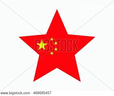 China Star Flag. Chinese Star Shape Flag. Prc Country National Banner Icon Symbol Vector 2d Flat Art