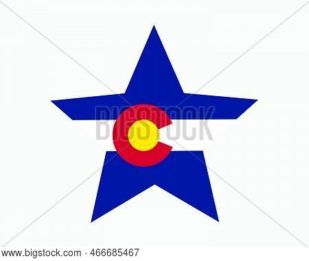 Colorado Star Flag. Co Usa Five Point Star Shape State Flag. Coloradan Us Banner Icon Symbol Vector 