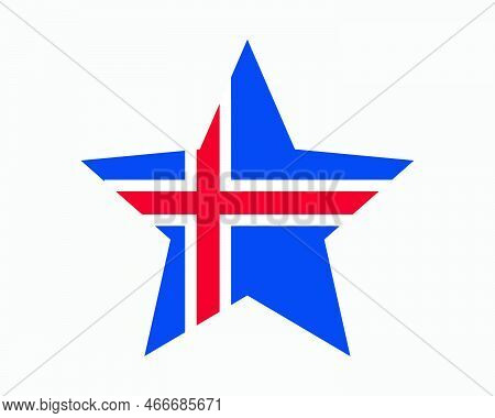 Iceland Star Flag. Icelander Star Shape Flag. Icelandic Country National Banner Icon Symbol Vector F