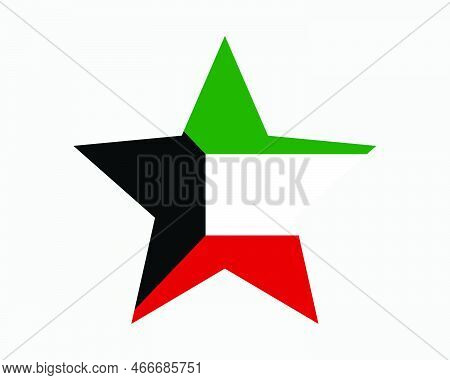 Kuwait Star Flag. Kuwaiti Star Shape Flag. State Of Kuwait Country National Banner Icon Symbol Vecto