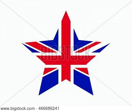 Uk Star Flag. United Kingdom Of Great Britain And Northern Ireland Star Shape Icon Symbol. Union Jac