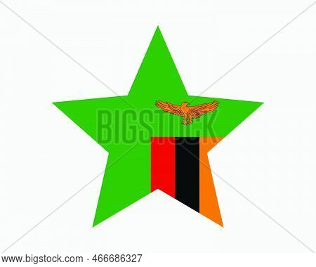 Zambia Star Flag. Zambian Star Shape Flag. Republic Of Zambia Country National Banner Icon Symbol Ve