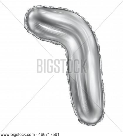 Silver Foil Inflatable Toys Font Hebrew Letters Balloons. 3d Illustration Of A Realistic Letter Vav 