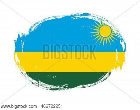 Rwanda Flag In Rounded Stroke Brush Background
