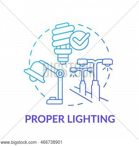 Proper Lighting Blue Gradient Concept Icon. Appropriate Workspace Conditions. Avoiding Workplace Acc