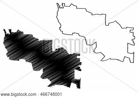 Tenabo Municipality (free And Sovereign State Of Campeche, Mexico, United Mexican States) Map Vector