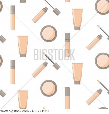 Seamless Pattern With Foundations Concealer Powder