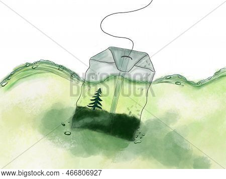Green Tea Bag. Tea Bags. Tea Drink Design. Green Tea.