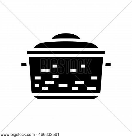 Iron Pot Cooking Glyph Icon Vector. Iron Pot Cooking Sign. Isolated Symbol Illustration