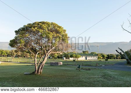 Gansbaai, South Africa - Sep 21, 2022: A Sunrise View Of Uilenkraalsmond Resort At Franskraalstrand 