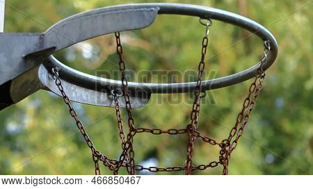 Basketball Basket In The School Playground. Sport