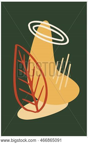 Abstrast Shape And Floral, Modern Wall Art Poster Set. Hand Drawn Lines And Organic Shape Graphic Pr
