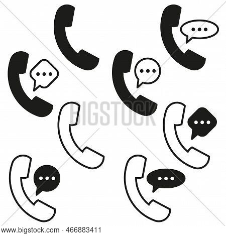 Handsets Message Icons. Call Symbol. Smartphone Message Interface. Telephone Sign. Vector Illustrati