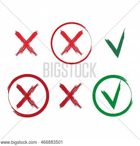 Cross Ticks. Icon With Green Cross Ticks. Vector Illustration. Stock Image.