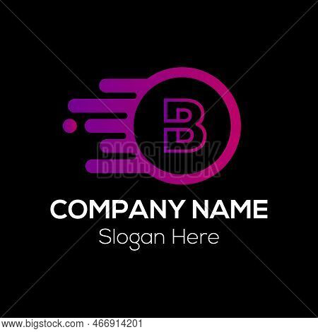 Fast Logo On Letter B Template. Fast Logo On B Letter, Initial Fast And Speed Sign Concept Template