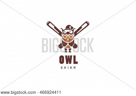 Template Logo Design Solution With Owl Skier Character