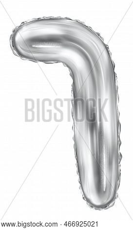 Silver Foil Inflatable Toys Font Hebrew Letters Balloons. 3d Illustration Of A Realistic Letter Nun 