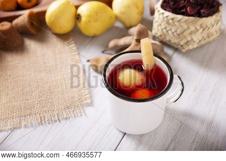 Ponche De Frutas Navideño. In Mexico, Christmas Fruit Punch Is A Hot Fruit-infused Drink, Traditiona