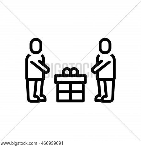 Black Line Icon For Yours Your Thy Thee Thine Gift Surprise Giftbox Present People