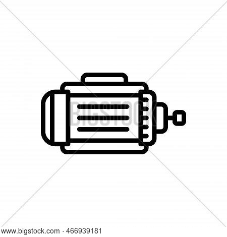 Black Line Icon For Motor Electric Machine Engine Fuel Technology Transport Electro-motor Equipment