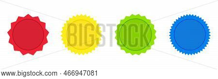 Starburst Cartoon Stickers Icon Set. Sale Banners Symbol. Red, Yellow, Green, Blue Star Shaped Signs