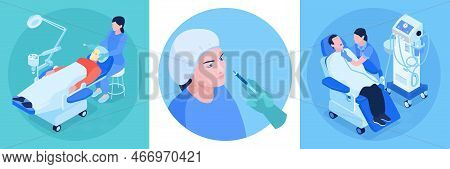 Isometric Cosmetology And Cosmetological Procedures Of Peeling Injection And Microdermabrasion Desig