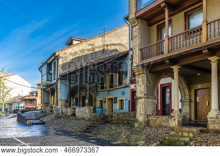 Aviles, Asturias, Spain, April 14, 2021.popular Galiana Street In The City Of Aviles, In Asturias.