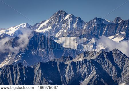 View Of Sustenhorn From Mt. Titlis Mountain Range In Swiss Alps At Sunny Day, Switzerland