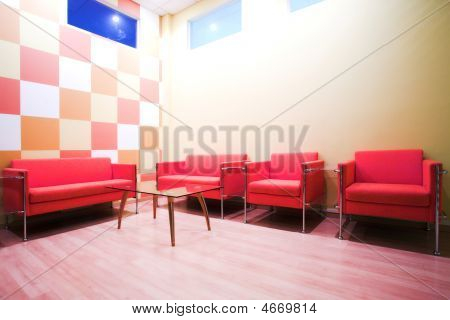Red Chairs And Table