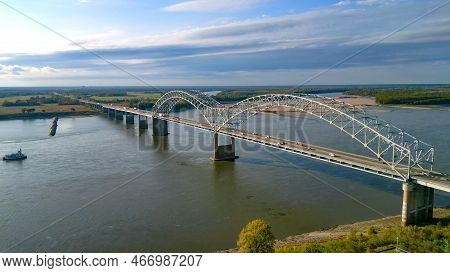 Hernando Do Soto Bridge In Memphis Over River Mississippi - Memphis, Tennessee - November 07, 2022