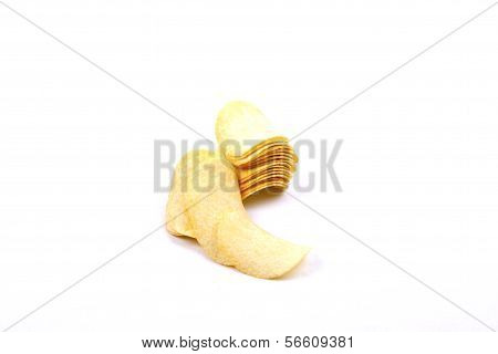 Potato Crisps (chips) On A White Background