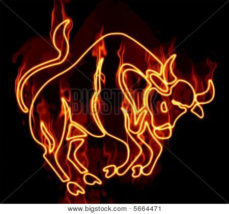 Insieme di segni zodiacali inghiottito nel fuoco