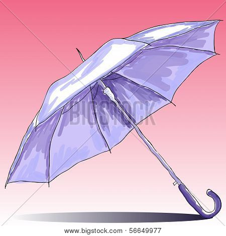Sketch Umbrella. Watercolor Illustration.