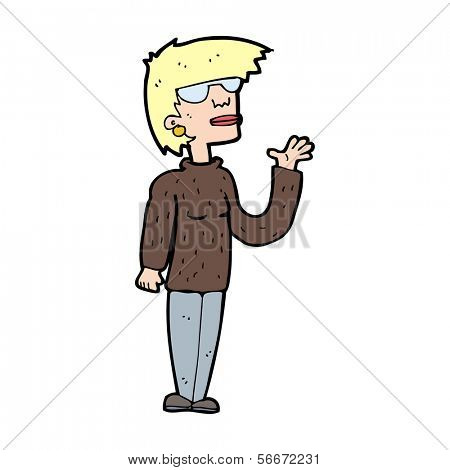Cartoon-Frau, die trägt Brille