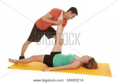 Man Stand Stretch Womans