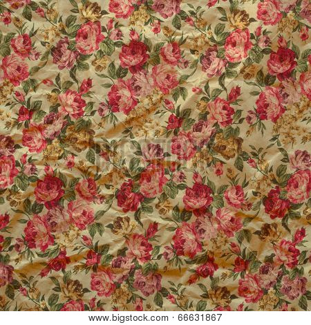 Old Wrinkled Brown Paper Vintage Floral Background Of Roses.