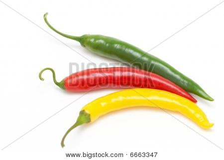 Färgade chilipeppar