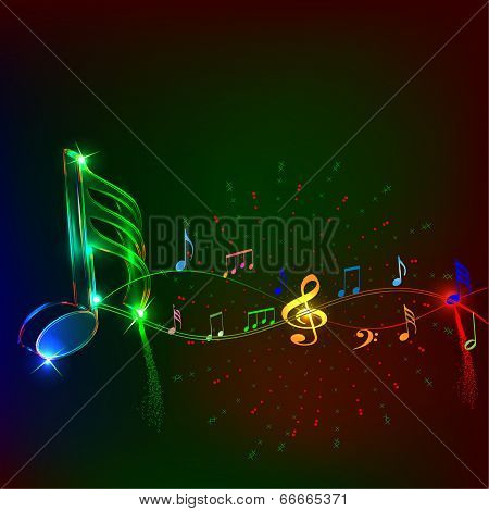 Neon music notes